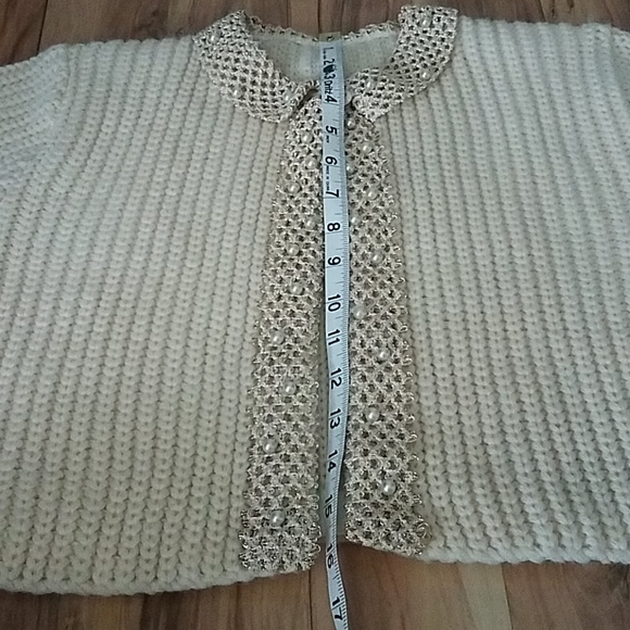 Vintage 50s Crop Sweater with Tiny Faux Pearls - Picture 9 of 10